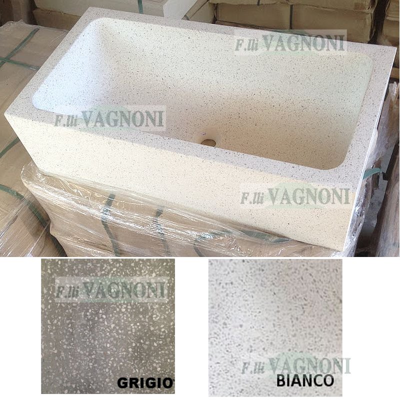 LAVANDINO IN GRANIGLIA DI MARMO E CEMENTO LEVIG. CM 86x45x24 SB